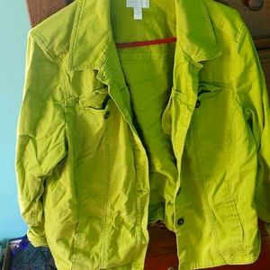 Green jean jacket.